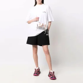 Short de survêtement en coton Cities Paris « Black White » 676137TLVL81070