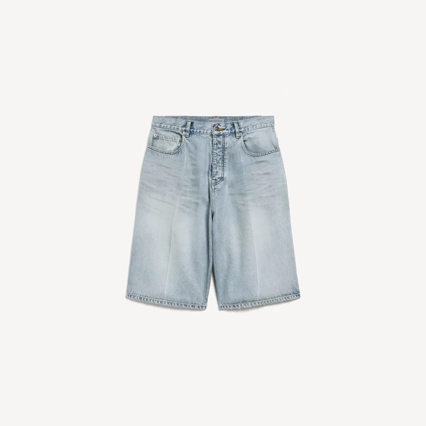 Short en denim « stay press » pour homme, bleu clair délavé Short en denim « stay press » pour homme, bleu clair délavé