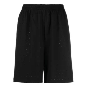 Short à taille élastique perforée « Noir » 674591TMVD41000