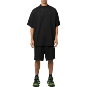 Short à taille élastique perforée « Noir » 674591TMVD41000