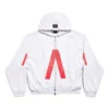 Série Music Archive : sweat à capuche zippé coupe moyenne « Light Grey Red » 744457TQVA61561