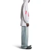 Série Music Archive : sweat à capuche zippé coupe moyenne « Light Grey Red » 744457TQVA61561
