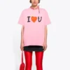 SS21 Imprimé alphabétique, manches courtes, unisexe, rose 612965TJVL51401