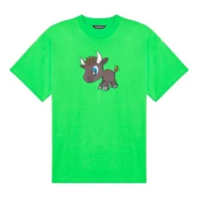 SS21 Imprimé cartoon à petits motifs, manches courtes, unisexe, vert 612966TJVM93302