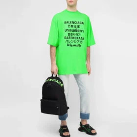 SS21 Motif de mots, manches courtes, unisexe, vert 641614TJVI34162