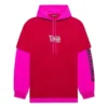 SS21 Sweat à capuche à empiècements, manches longues, unisexe, rose et rouge 657037TKV826295