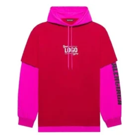 SS21 Sweat à capuche à empiècements, manches longues, unisexe, rose et rouge 657037TKV826295