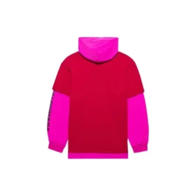 SS21 Sweat à capuche à empiècements, manches longues, unisexe, rose et rouge 657037TKV826295