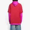 SS21 Sweat à capuche à empiècements, manches longues, unisexe, rose et rouge 657037TKV826295