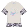 SS21 T-shirt rétro à double épaisseur, manches courtes, blanc 641584TJVI19013