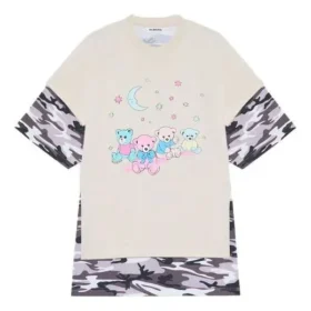 SS21 T-shirt rétro à double épaisseur, manches courtes, blanc 641584TJVI19013