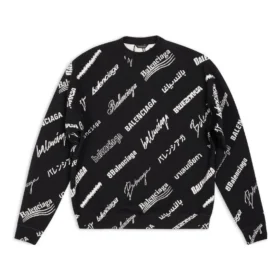 Sweat à col rond avec imprimé logo sur toute la surface « Noir Blanc » 724858T16651070