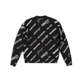 Sweat à col rond avec imprimé logo sur toute la surface « Noir Blanc » 724858T16651070