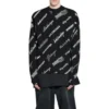 Sweat à col rond avec imprimé logo sur toute la surface « Noir Blanc » 724858T16651070