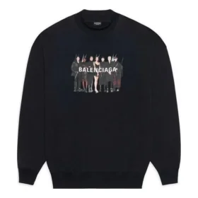 Sweat à col rond Balenciaga authentique « Noir » 652981TIVA21000