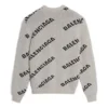 Sweat à col rond en laine mélangée avec logo sur toute la surface « Gris Noir » 555481T14711262