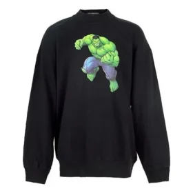 Sweat-shirt en coton à col rond et coupe carrée Balenciaga x Marvel avec imprimé Hulk « Noir » 671125TLV581000