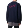 Sweat-shirt en maille de cachemire à col rond et logo dans le dos « Navy » 583111T40924140