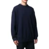 Sweat-shirt en maille de cachemire à col rond et logo dans le dos « Navy » 583111T40924140