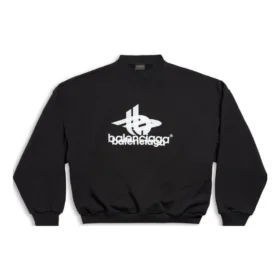 Sweat-shirt rond sport à superposition « Black White » 767860TPVF31070