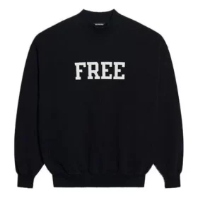 Sweat-shirt unisexe à col rond imprimé gratuit FW21, noir 652981TKVD41070