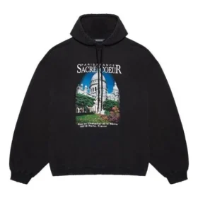 Sweats à capuche ample Balenciaga « Landscape » pour homme, noir 641679TJVH91000