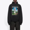 Sweats à capuche ample Balenciaga « Landscape » pour homme, noir 641679TJVH91000