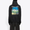 Sweats à capuche ample Balenciaga « Landscape » pour homme, noir 641679TJVH91000