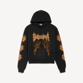 Sweats à capuche Balenciaga Sacra Cœur coupe moyenne pour femme, noir