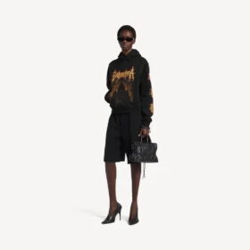 Sweats à capuche Balenciaga Sacra Cœur coupe moyenne pour femme, noir