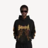 Sweats à capuche Balenciaga Sacra Cœur coupe moyenne pour femme, noir