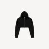Sweats à capuche court zippé Techwear pour femme, noir Sweats à capuche court zippé Techwear pour femme, noir