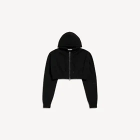 Sweats à capuche court zippé Techwear pour femme, noir