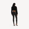 Sweats à capuche court zippé Techwear pour femme, noir Sweats à capuche court zippé Techwear pour femme, noir