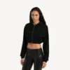 Sweats à capuche court zippé Techwear pour femme, noir Sweats à capuche court zippé Techwear pour femme, noir