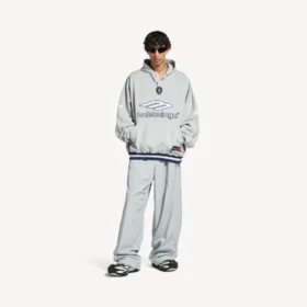 Sweats à capuche de football 3b pour homme, gris/blanc