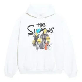 Sweats à capuche en coton Balenciaga x THE SIMPSONS, coupe ample « Blanc » 675003TLVG89016