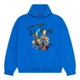 Sweats à capuche en coton Balenciaga x THE SIMPSONS, coupe ample « Bleu » 674986TLVG84210