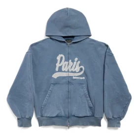 Sweats à capuche Enjoy Paris à fermeture éclair intégrale, coupe classique « Bleu délavé » 803264TRVL99340