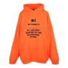 Sweats à capuche « Hi My Name Is » « Orange fluorescent/Noir » 651799TKVK57513