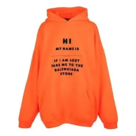 Sweats à capuche « Hi My Name Is » « Orange fluorescent/Noir » 651799TKVK57513
