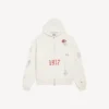 Sweats à capuche oversize zippés pour homme, motif tatouage, couleur crème Sweats à capuche oversize zippés pour homme, motif tatouage, couleur crème