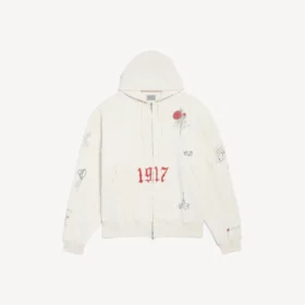 Sweats à capuche oversize zippés pour homme, motif tatouage, couleur crème