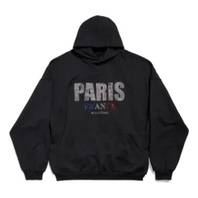 Sweats à capuche Paris Strass coupe large « Black » 803265TRVL41000