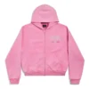 Sweats à capuche Paris Strass à fermeture éclair intégrale, coupe ajustée « Faded Pink » 811611TRVL49568