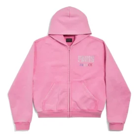 Sweats à capuche Paris Strass à fermeture éclair intégrale, coupe ajustée « Faded Pink » 811611TRVL49568 Sweats à capuche Paris Strass à fermeture éclair intégrale, coupe ajustée « Faded Pink » 811611TRVL49568