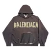 Sweats à capuche à poche déchirée Tape Type coupe large « Gris foncé » 744441TQVA98519