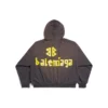 Sweats à capuche à poche déchirée Tape Type coupe large « Gris foncé » 744441TQVA98519