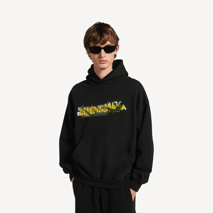 Sweats à capuche pour homme « Messy Spray » coupe moyenne, noir Sweats à capuche pour homme « Messy Spray » coupe moyenne, noir