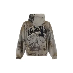 Sweats à capuche Scribbled coupe moyenne « Grey » 744457TOVA81300